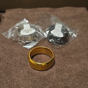 Gold Silver And Black Band Rings